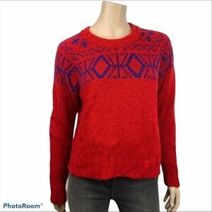 Cocogio Red Fair Isle Knit Alpaca Blend Sweater Women’s Medium
